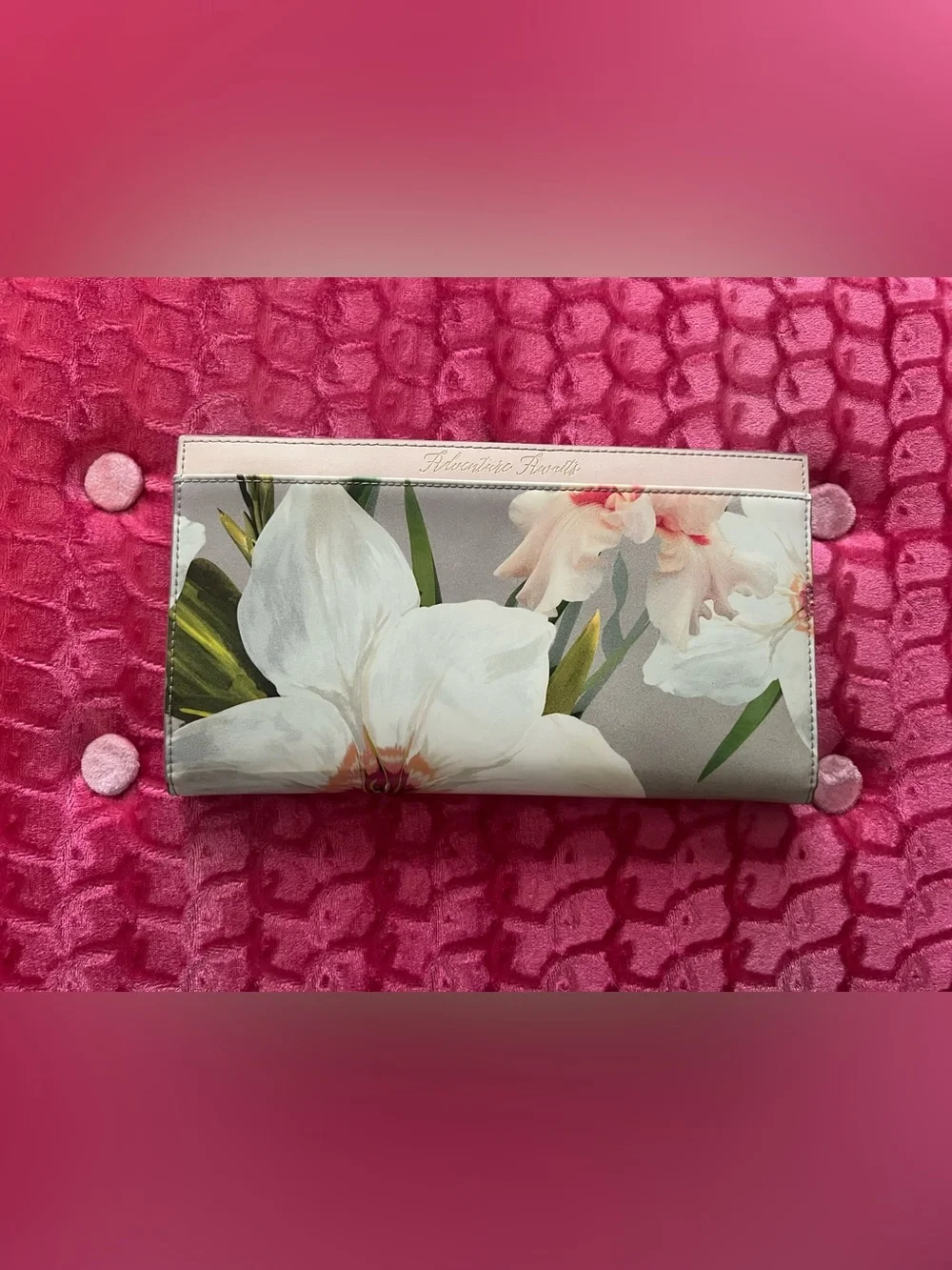 Ted Baker Floral Card Holder Wallet in Gray, White, Green, Pink